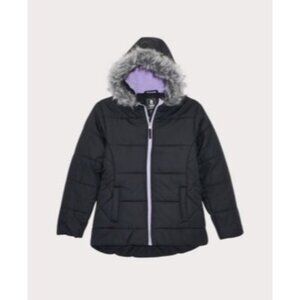 S Rothschild & Co Big Girls Charcoal Quilt Puffer Coat, Size L, NWT